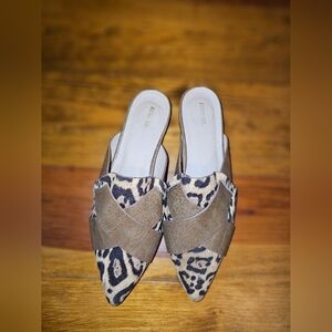 Elegant Leopard Print Mules with Tan Accents